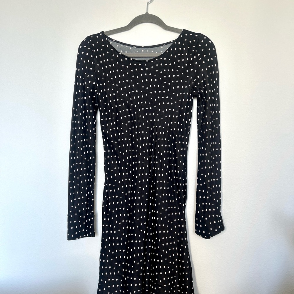 Elegant Black and White Polka Dot Dress